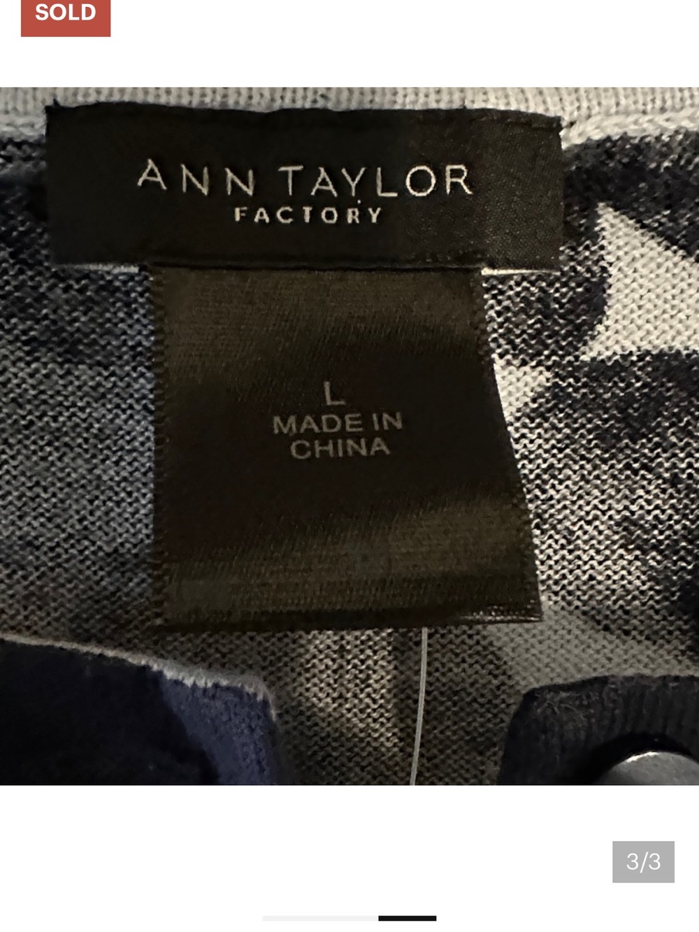 Ann Taylor Navy & Cobalt Abstract Floral Cardigan - Picture 3 of 3